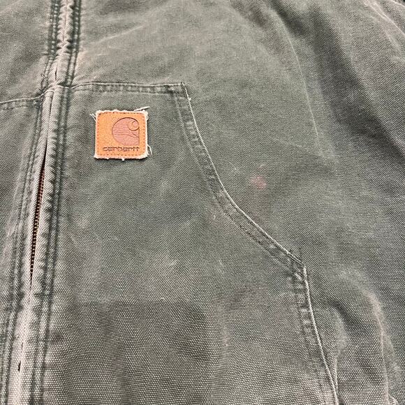 Vintage Carhartt Jacket Men's Sz 2XL Aspen Green Hooded Full Zip Made in USA - Picture 4 of 8